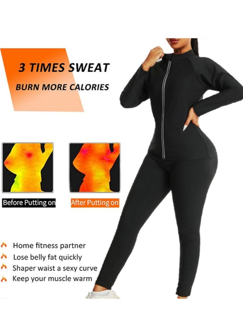 رات سو النساء بذلة السونا الوزن فقدان الجيم بذلات العرق التمارين السترة قفل العرق العرق السترة بشكل كبير التمارين اللياقة البدنية الضغط بذلات العرق للنساء (السترة) - Image 3